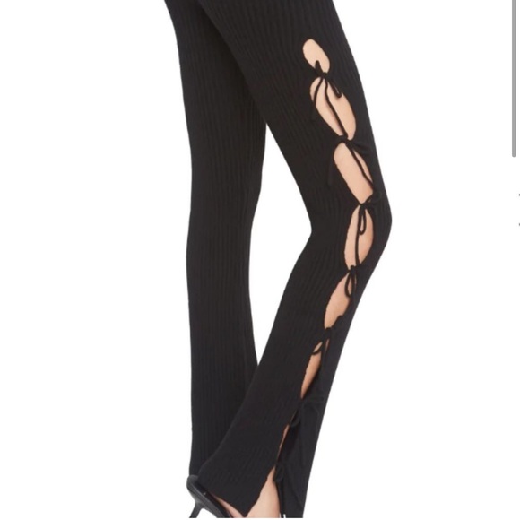 Guizio Rib Knit Tie Pant Black M - Picture 4 of 5